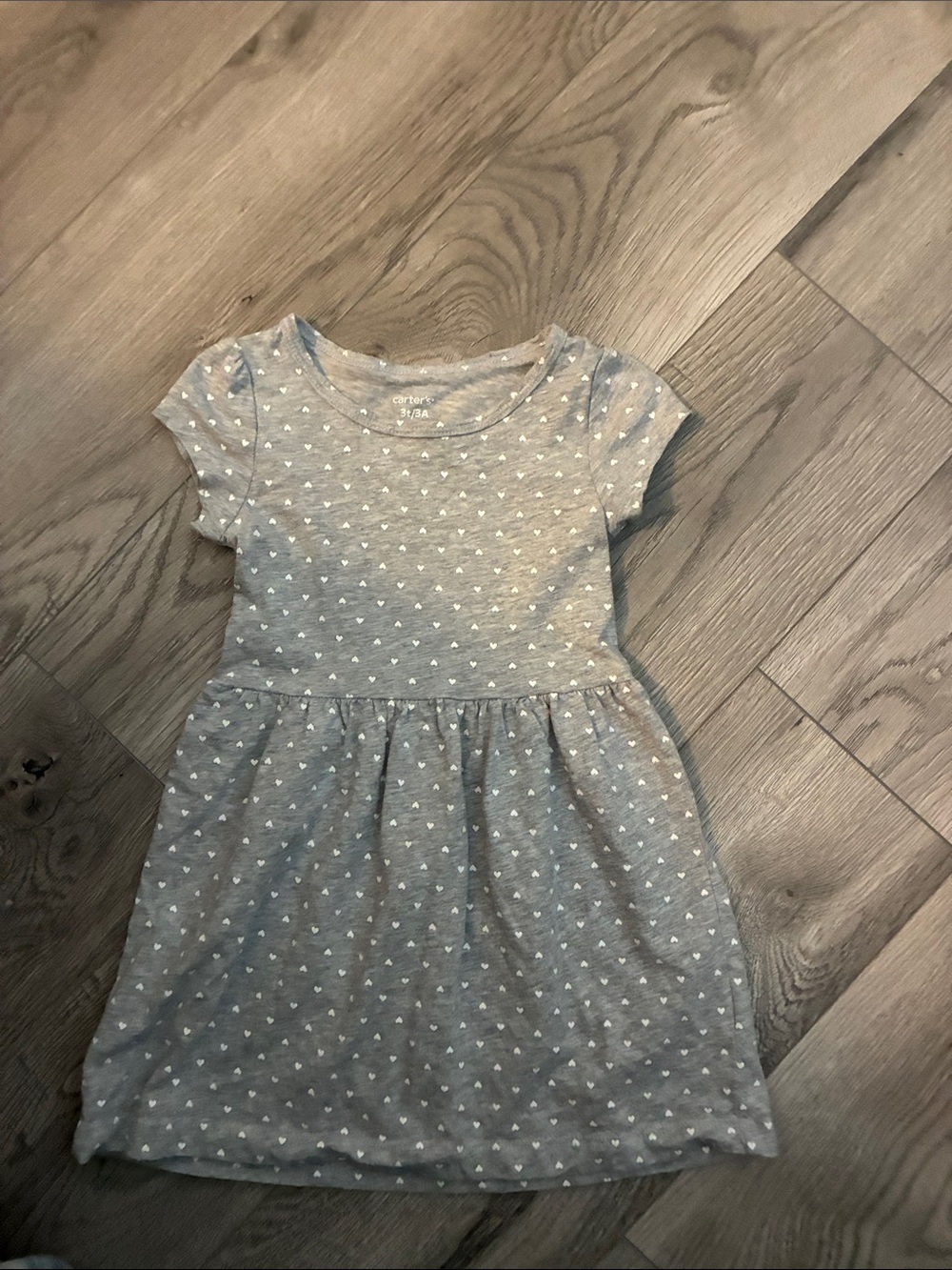 Carter's Grey Dress with White Heart Print